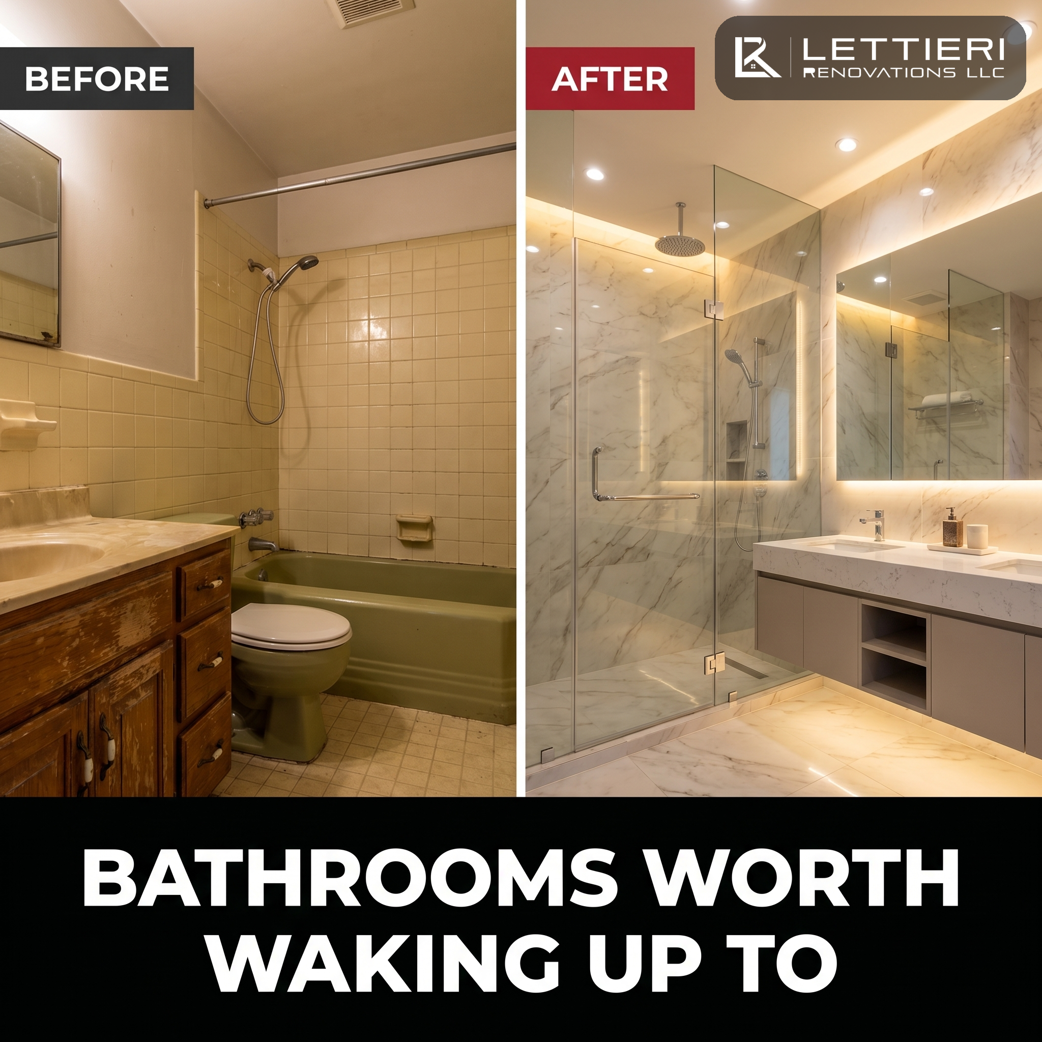 Bathroom before and after ad